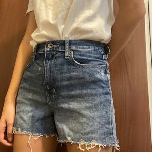 Medium Wash High-Waisted Cutoff Shorts